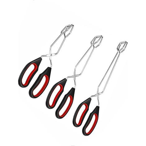 Pinces à Ciseaux, 3 Pièces Pinces à Ciseaux de Cuisine en Acier Inoxydable avec Poignée en Silicone, Pinces à Griller pour Barbecue Cuisson Cuisson Pain Pinces à Nourriture, 9/11/13 Pouces (1/5)
