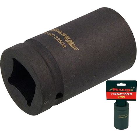 Neilsen 1" Drive Standard Deep Square Metric Single Impact Socket 32mm (1/2)