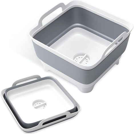 Bassine pliable avec bouchon de vidange - Bassine de 9 litres (2,4 gallons) pour biberons, bassine portable pour la vaisselle