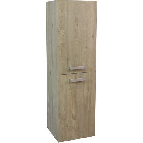 ONDEE ZEN - Colonne de Salle de Bain SMART - A suspendre - 2 Portes - 35cm - Finitions Bois (1/4)