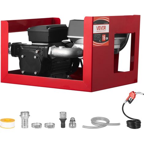 Pompe Transfert Carburant 230 V CA Pompe Transfert Diesel Électrique 60 L/min, avec Débitmètre, Pistolet Carburant Arrêt Auto, 2 Tuyaux, Hauteur de Refoulement 13,7 m, pour Kérosène, Biodiesel (1/5)