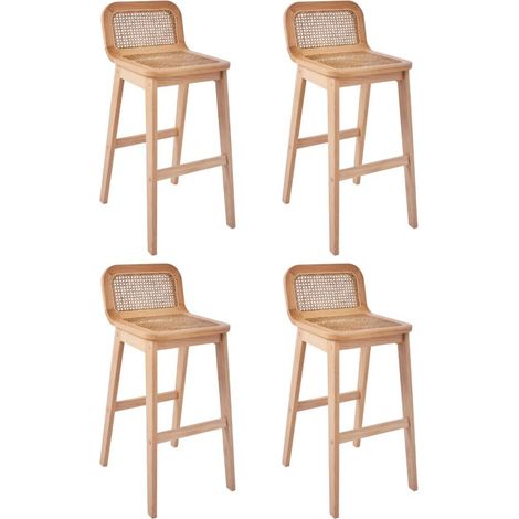Lot de chaises SANA d'îlot et bar en chêne et assise cannage 65cm (1/5)