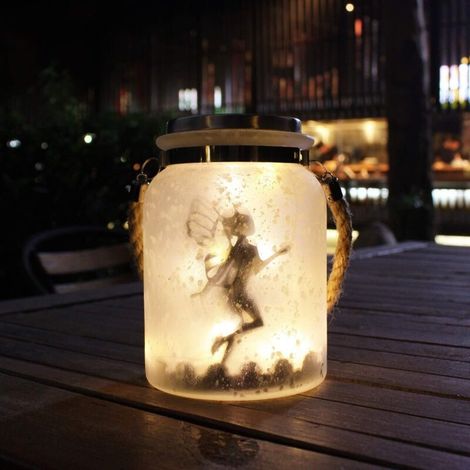 Lanterne Solaire jardin Luminaire Solaire Lampe de Table Décorative Jardin Cadeaux Solaire Suspendu Décoration Lanterne Imperméable Blanc Givré En Verre Pot Suspendu Chaud Mini LED jardin (1/5)