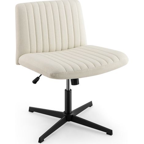 Chaise de bureau large 71 x 66 x 78-91,5 cm réglable avec bascule 120° et assise confortable en lin beige