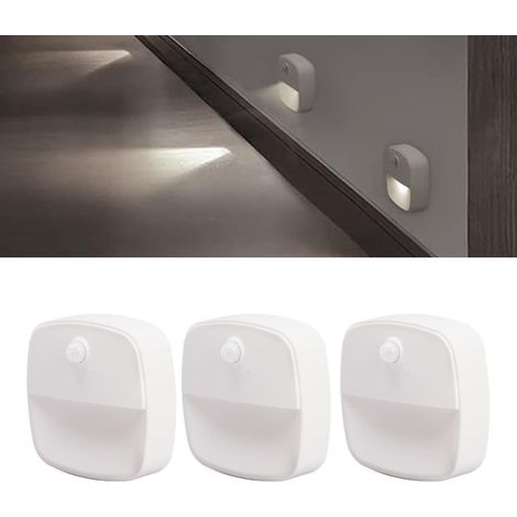 Veilleuse LED à détecteur de mouvement, lumière blanche, veilleuse à détecteur de mouvement pour chambres, salles de bains, cuisines, couloirs et escaliers. (1/5)