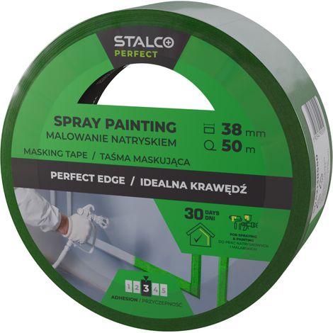 Cinta de enmascarar Stalco para pintura en aerosol de 38 mm x 50 m, perfecta (1/2)