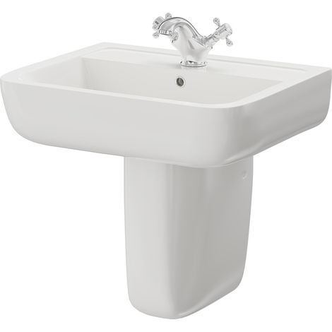 Sirus 520mm Basin with 1 Tap Hole and Semi Pedestal (1/5)