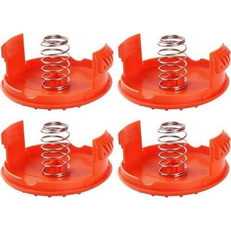 Lot de 4 capuchons de bobine + 4 pièces de rechange pour ressorts compatibles avec les coupe-bordures BLACK+DECKER RC-100-P (1/5)