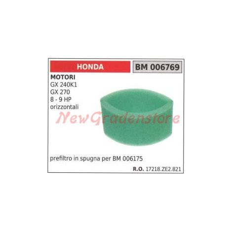 Prefiltro aria in spugna HONDA motore GX 240K1 270 8 9 HP  006769