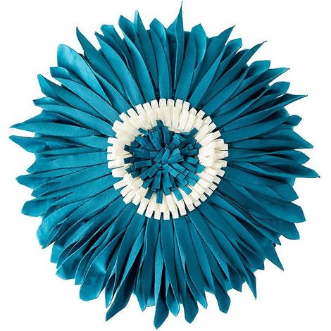 Housse de coussin décorative chrysanthème 45 x 45 cm, en coton bleu (1/4)