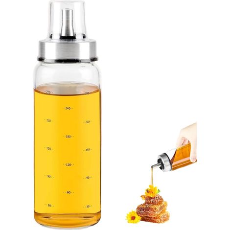 Distributeur de miel en verre 300 ml – Distributeur de sirop anti goutte avec couvercle et bec verseur – Distributeur de miel en verre pour cuisine, petit déjeuner, café bar et restaurant