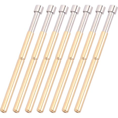 100 pezzi di perni di prova a molla Pogo Pin, tipo a testa concava, sonda di prova a molla, materiale in ottone, diametro del tubo 2,02 mm/0,1 pollici, perni di prova PCB 33,35 mm/1,3 pollici (1/4)