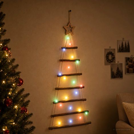 vidaXL Árbol de Navidad Colgante 90 cm 30 LED Multicolor (1/5)