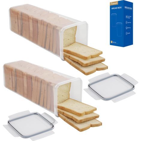 Brotkasten, Brotdose aus Kunststoff, Brotaufbewahrung für die Küchenarbeitsplatte, Brotdose mit luftdichtem Deckel, großer Brotschutz, Sandwichbrothalter (1/5)