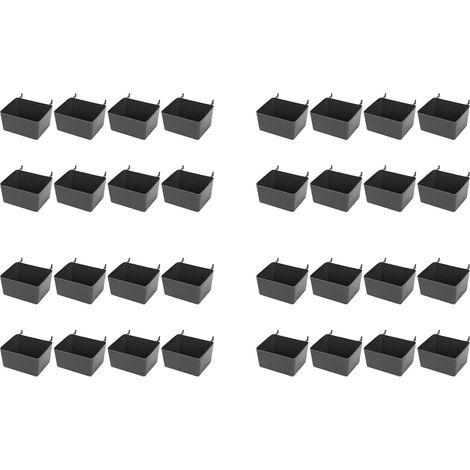 Kit de 32 Bacs de Panneau Perforé Kit de Rangement de Pièces de Panneau Perforé Accessoires de Panneau Perforé Bacs D'établi pour Organiser le Matériel (Gris) (1/5)