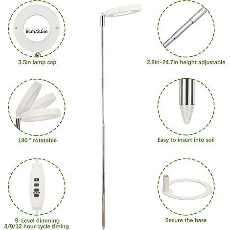 Anneau lumineux USB pour plantes avec minuterie, simulant la lumière du soleil à spectre complet (1/5)