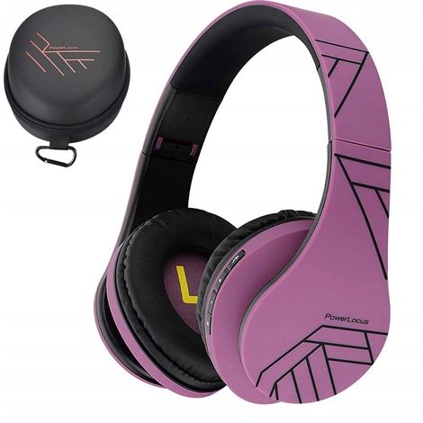 Cuffie wireless PowerLocus nere/viola con Bluetooth, slot microSD e radio FM. (1/5)
