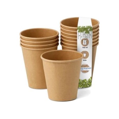 100 unités gobelets jetables en papier, marron non blanchi, 100 ml, pour expresso et café, usage professionnel ou domestique