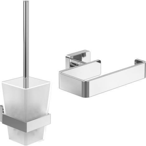 Dispensador de papel higiénico sin tapa + Escobillero VILLEROY ET BOCH Striking Chrome