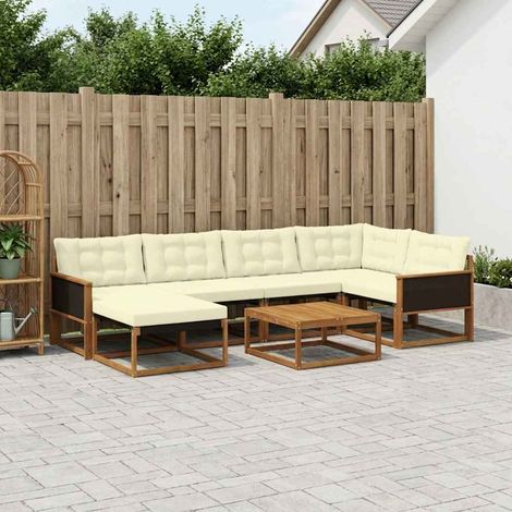 vidaXL  Outdoor Sofa Set  7 pcs Natural and Cream Solid Acacia Wood