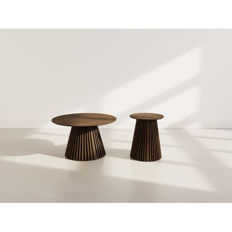 Freya - ensemble table basse et bout de canapé - effet noyer