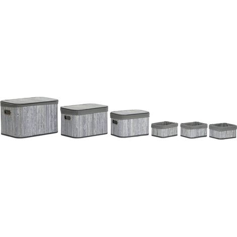 Panier Bambou Gris pour un Rangement Chic et Pratique - Gris blanc chiné
