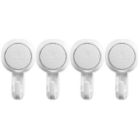 Lot de 4 crochets à ventouse en plastique, crochets muraux à ventouse, tout neufs, solides, porte-serviettes, peignoir, couronne, manteau, torchon, ustensiles de cuisine et de salle de bain, 5 kg, bla (1/5)