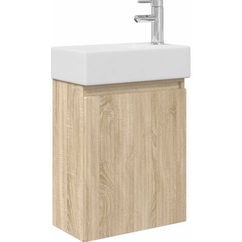 Bathroom Vanity Unit with Tap Sonoma Oak 45.5 x 22.5 x 84 cm vidaXL