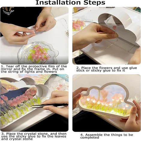 DIY Tulpe Nachtlicht, 2in1 Wolken Spiegel mit Licht für Heimdekoration (1/5)