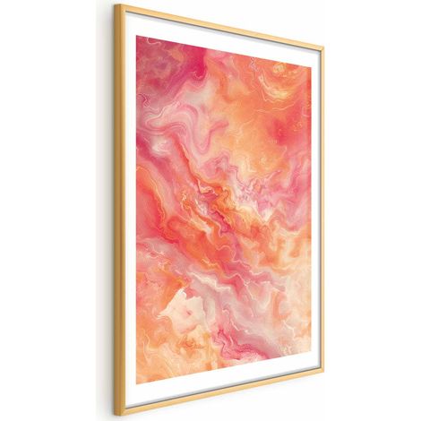 Póster - Colores llameantes - formas dinámicas en los colores del fuego y el rosa (1/4)