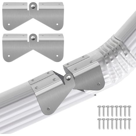 Lot de 2 charnières d'extension de gouttière en acier inoxydable, charnières rabattables avec vis de fixation, installation facile sur descente de gouttière rectangulaire ou carrée (1/5)