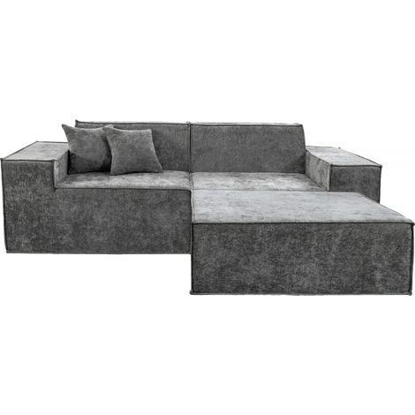 Modulares Einzelsofa mit Ottomane "Lusso" aus strukturiertem Stoff - 3-Sitzer - Grau