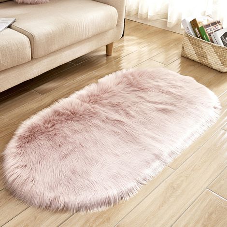 Tapis Rond Moelleux - Microfibre Douce Non Glissant pour Chambre d'Enfant Chambre de Bébé Salon Étude - 120 x 80 cm (1/5)