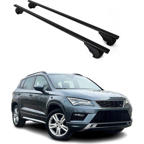 OMAC Barres de toit pour Seat Ateca 2016-2026 – TÜV / DIN 75302:2019 – Antivol inclus – Charge max 75 kg – 2 barres Noir (1/4)