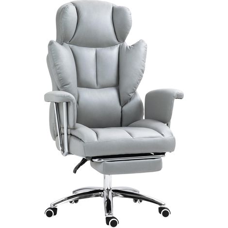 Confort Assis Prolongé Chaise de Bureau Dossier 60 cm Inclinable 135° Rembourrage 13 cm avec Repose-Pieds pour Télétravail (1/5)