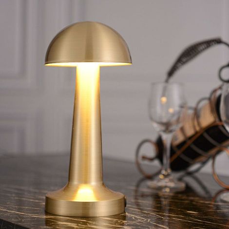 Top Touch Vintage Atmosphere Night LightSilver Creative Metal Mushroom Table Lamp (1/2)