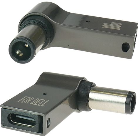 Adaptador USB-C para alimentar un portátil con un conector de 7,4 x 5,0 mm + pines.