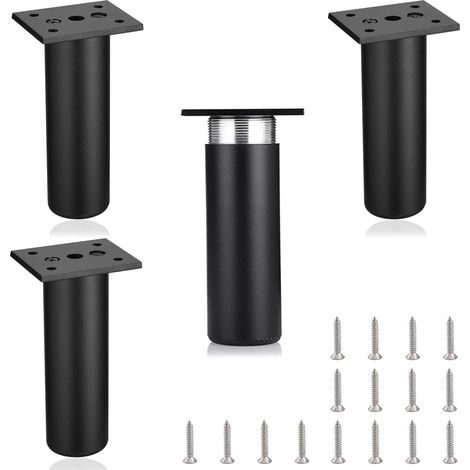 4 pieds de meuble réglables en métal (noirs, 12 cm) pour canapé (1/5)