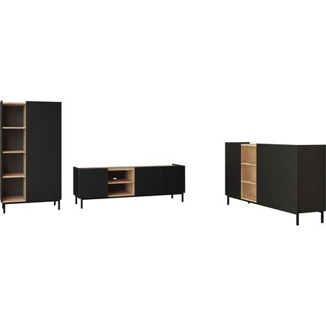 Conjunto de salón Veldome 103, Negro + De color marrón claro