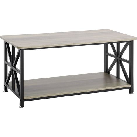 Table basse rustique en bois 101,6 cm avec rangement ouvert, style campagnard pour salon, chambre ou studio, marron et noir (1/5)
