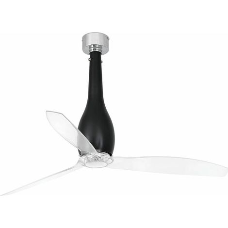 FARO Ventilador de techo interior color negro mate y palas transparentes acero y policarbonato motor DC silencioso 6 velocidades función inversa mando a distancia Eterfan FARO-32003 (1/5)