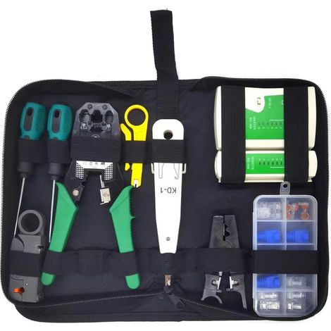 Kit de herramientas para reparación de computadoras, comprobador de cables de red, comprobador de cables de mantenimiento profesional, alicates para crimpar cables de red, para uso doméstico.