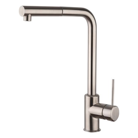 MISCELATORE MONOCOMANDO LAVELLO CON DOCCIA ESTRAIBILE LINEA PIN- Acciaio Spazzolato- ARGO- pezzi 1