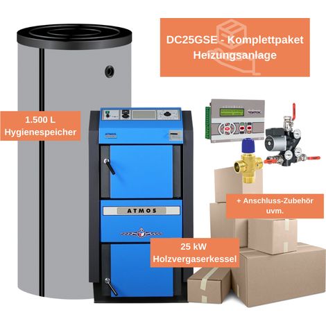 ATMOS Holzvergaserkessel Rundum Sorglos Paket DC25GSE Heizung Warmwasser