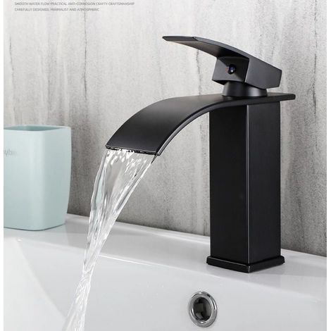 Grifo de lavabo moderno, grifo de baño, grifo de lavabo en cascada, grifo mezclador de lavabo, No incluye tuberías de agua (1/4)