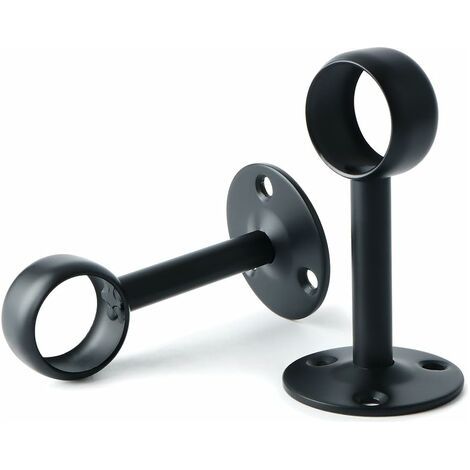 Support de Tringle à Rideaux Support Tringle Penderie avec Vis Support de Plafond pour Rideau et Armoire, Noir Mat en Acier Inoxydable, Diamètre 25 mm, 2 Pcs(25mm) (1/5)