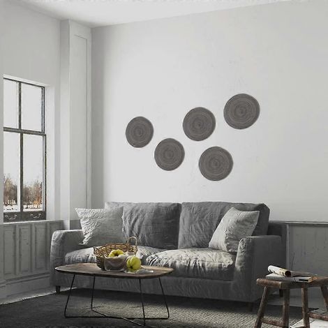 Lot de 4 sets de table ronds tressés noirs et gris - Lavables, 38 cm (1/4)