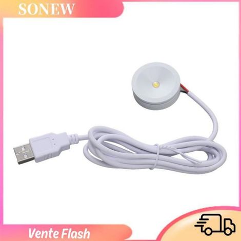 Sonew mini spot LED 2 ensembles de mini projecteurs 5V 1W USB LED rond pour le soin des yeux avec linge ligne Lumière neutre (1/5)