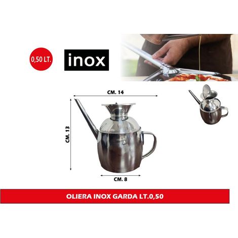 OLIERA IN ACCIAIO INOX PER LA CASA DOSATORE SALVA-GOCCIA CON MANICO 500 ML 19452