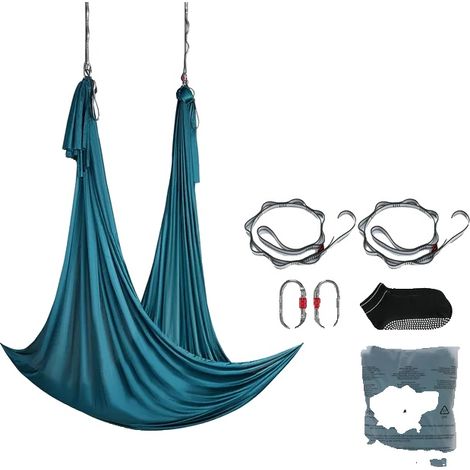 Hamac de yoga aérien et balançoire en tissu nylon avec équipement complet, 5,5 yards, Vert